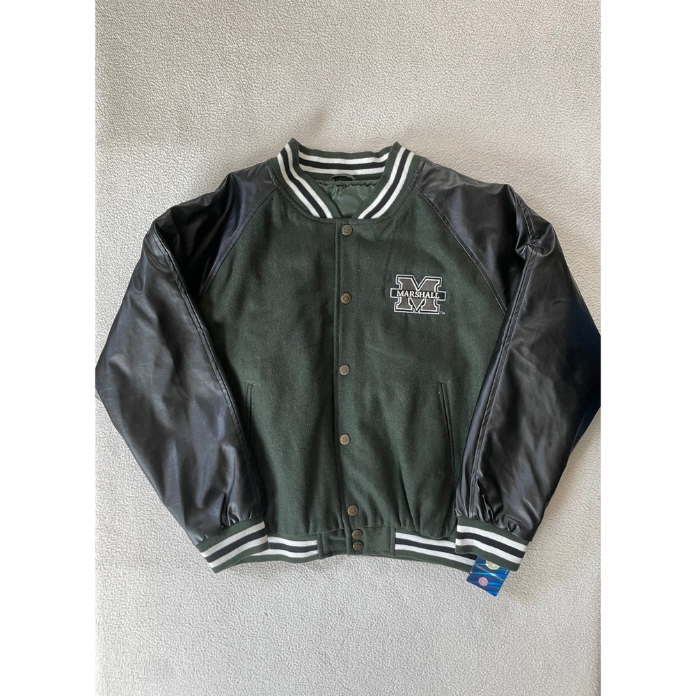 Steve & Barry's Mens Medium Varsity Jacket Green Marshall‎ University Wool Blend